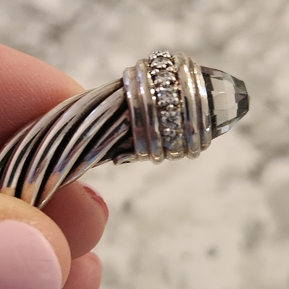 David Yurman 935 10MM Prasiolite & Diamond Cable Cuff Bracelet - Picture 7 of 12